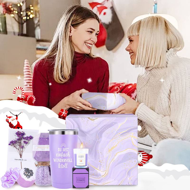 8 komada Luksuzni Spa Poklon Set sa Svijećama, Šumećim Solima za Kupanje i Luksuznim Pjenušavim Kupanjem - Dugotrajno (12+ sati gorenja) Sojine/Pčelinje Svijeće, Proizvodi za Kupanje i Kosu za Žene - Božićni Set Bombi za Kupanje za Mamu, Suprugu, Najbolju Prijateljicu