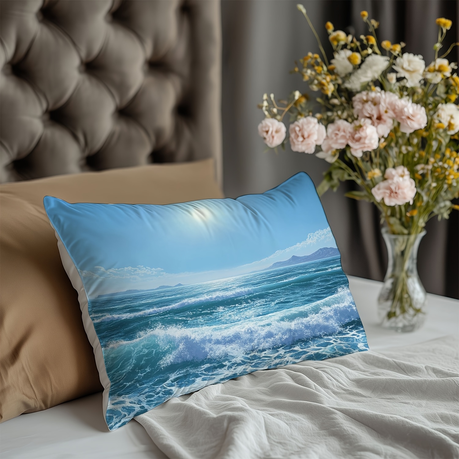 1pc Print Cooling Pillowcase, Enjoy A Of Refreshing Sleep, Home Decorative Cushion Cover For Living Room Sofa And Bedroom Bed, Suitable For Rooms And Occasions, Gift, , No Pillow Insert, 2d Flat Print