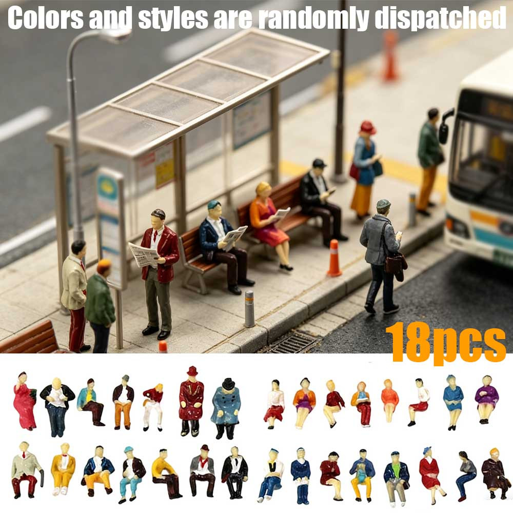 item picture 18pcs 1 87 miniature sitting posture figurines with different shapes and postures sand table landscaping scene layout micro landscape handmade universal styles and colors    