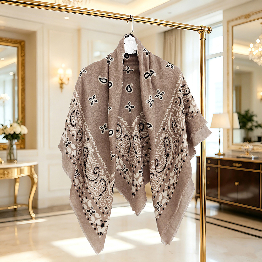 TEMU Boho Floral Pattern Shawl Wrap Scarf, Soft Lightweight Women's Shoulder Cover, Perfect For Halloween Christmas Costume Party, Evening Dress