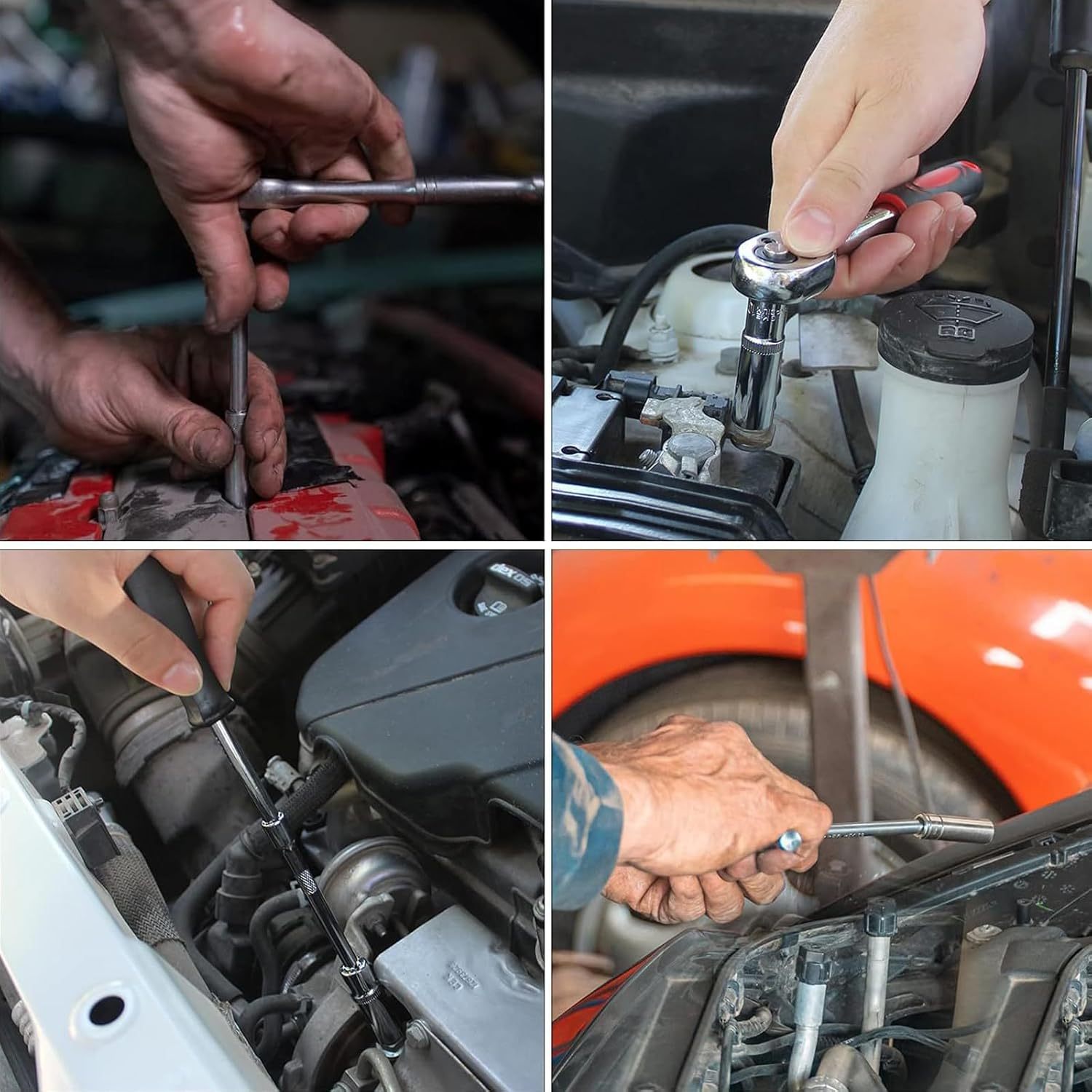 Juego de herramientas profesionales para reparación automotriz de 46 piezas | Acero al cromo vanadio duradero, adecuado para el hogar, garaje, coches y bicicletas, kit de herramientas multifuncional y compacto