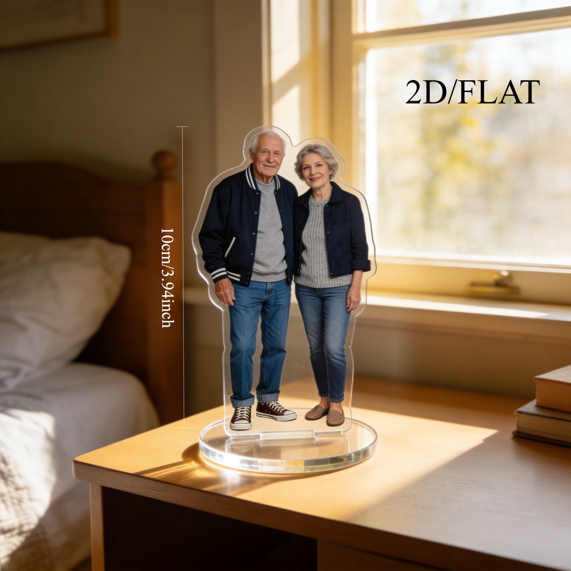 TEMU Foto di famiglia e ritratto di famiglia 2D piatto in acrilico personalizzabile, con uno stile e caldo. Una targa 2D in acrilico per il ricordo ,