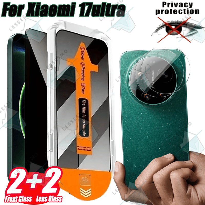 TEMU Adecuado para Xiaomi 17 Ultra Película Templada de Privacidad , 2 protectores de pantalla anti-espias y 2 protectores de lente templada