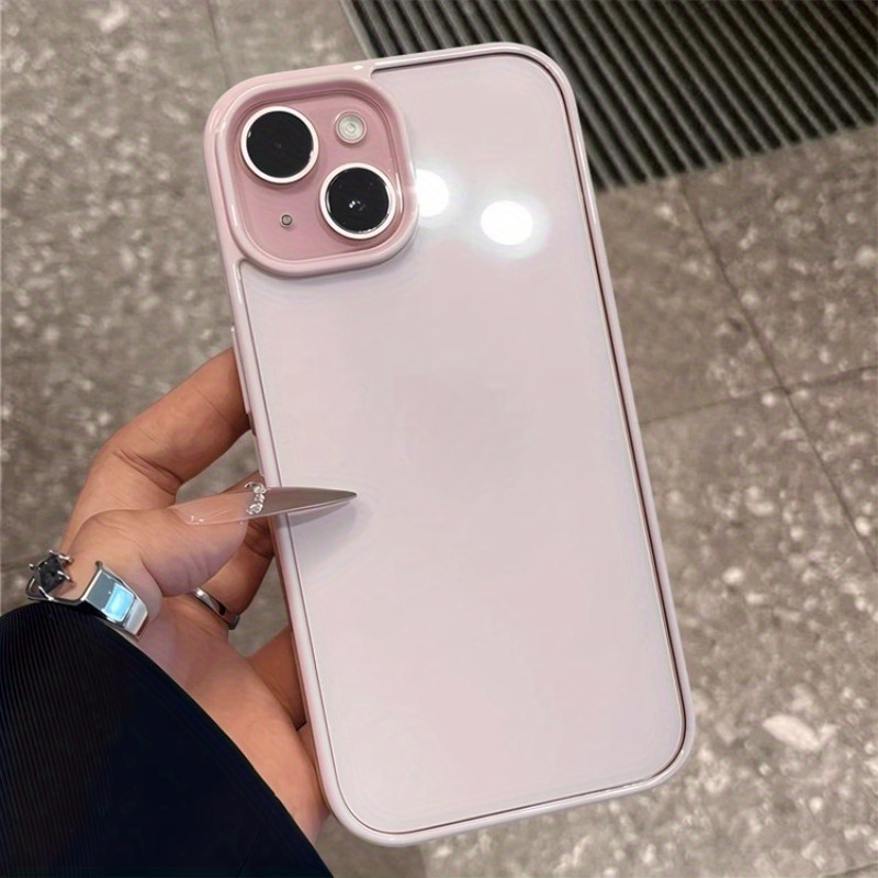 TEMU Phone Case: Ins Korean-style Summer Trend Solid Color Minimalist High-value Transparent Acrylic Non-yellowing Phone Case, Compatible With Iphone