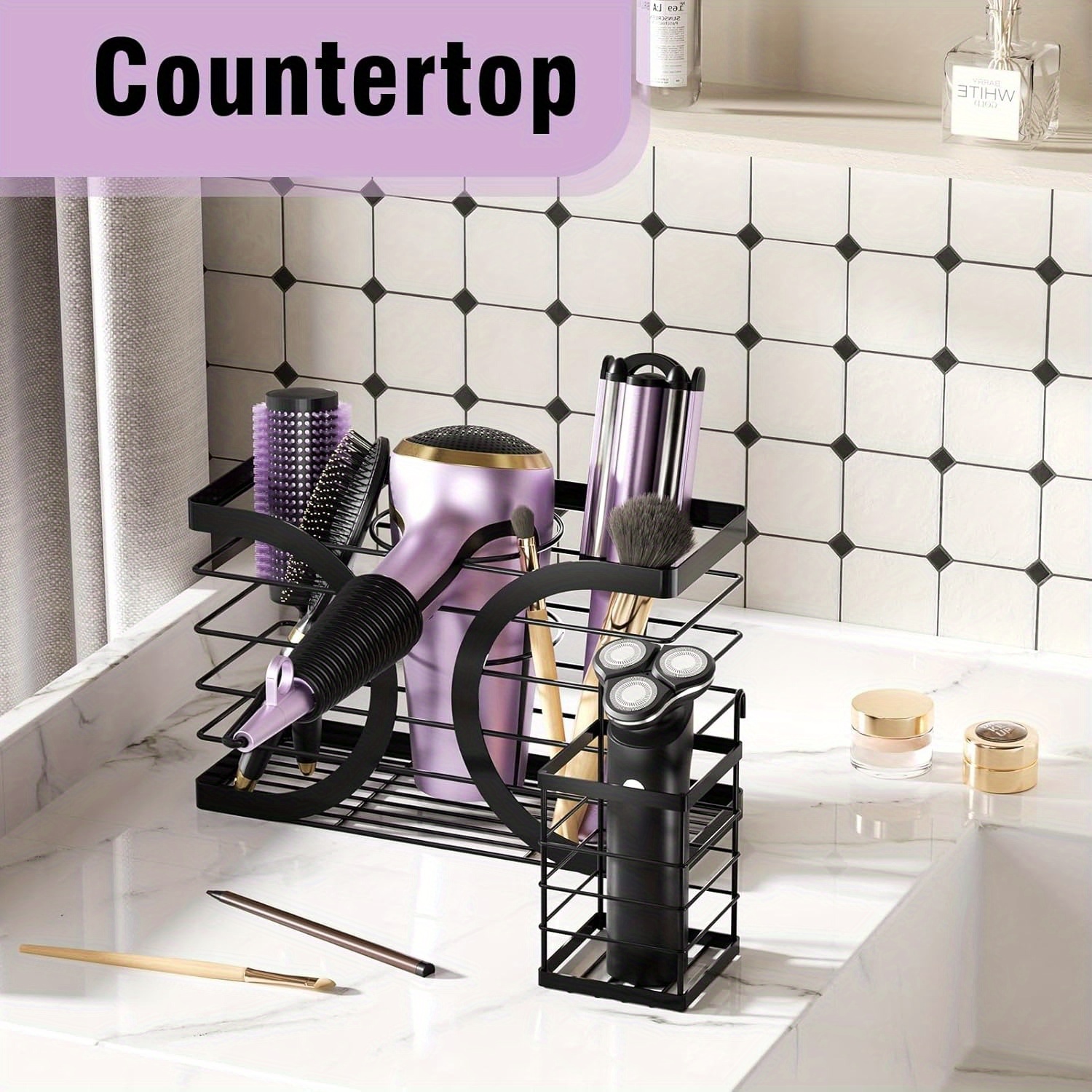 Hair Dryer Holder Hot Curling Iron Holder Tabletop Blow Dryer Hair