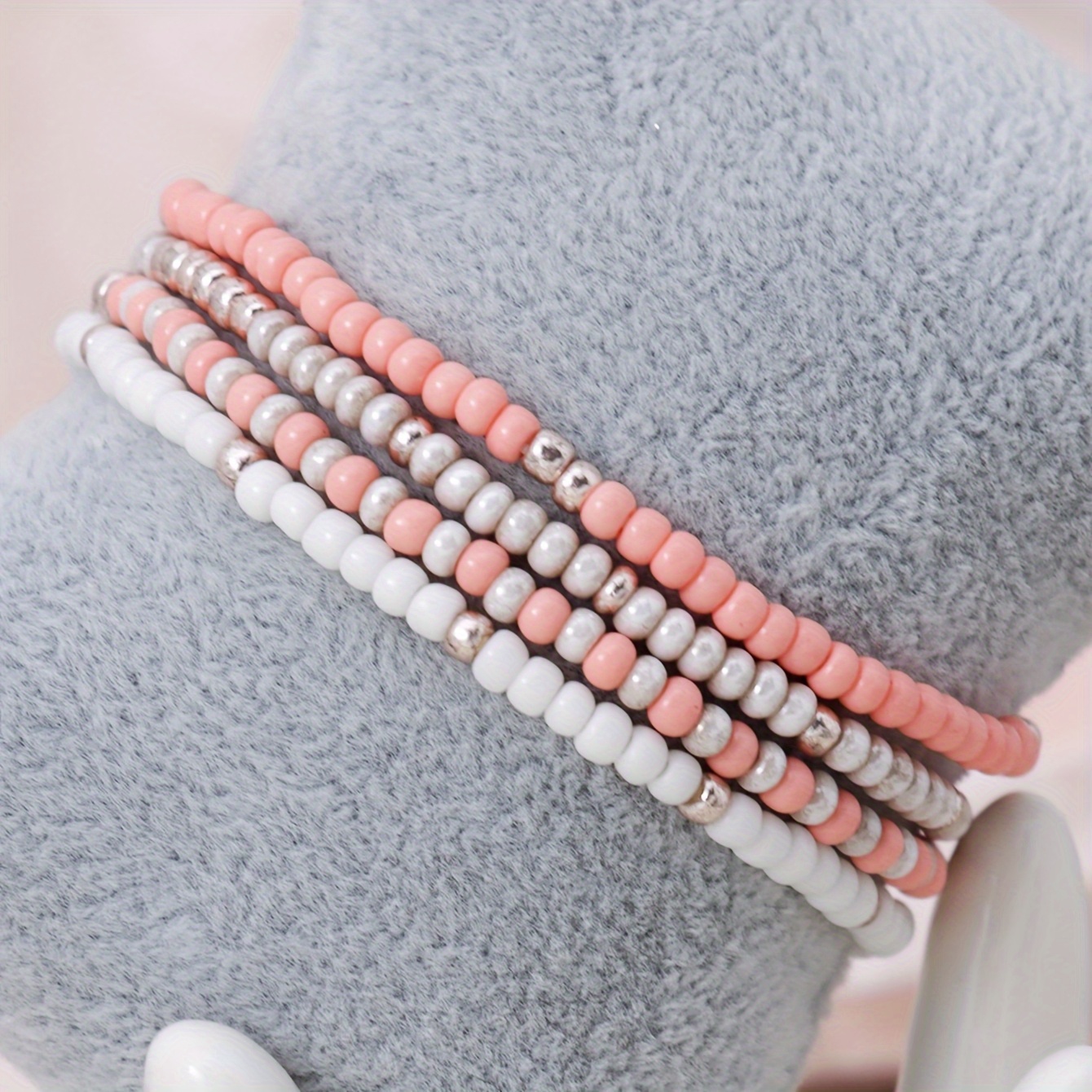 Boho Beaded Stretch Bracelet Set for Women Handcrafted Elastic Bead Bracelets