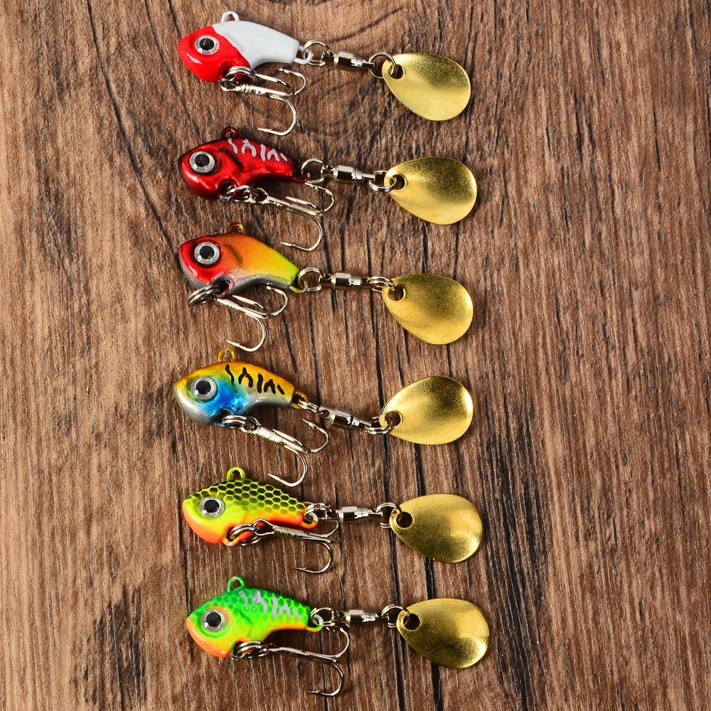 6 Vib Long-distance Fishing Lures With Shiny , Sinking Rotating Vibrating Lures That Mimic Bait