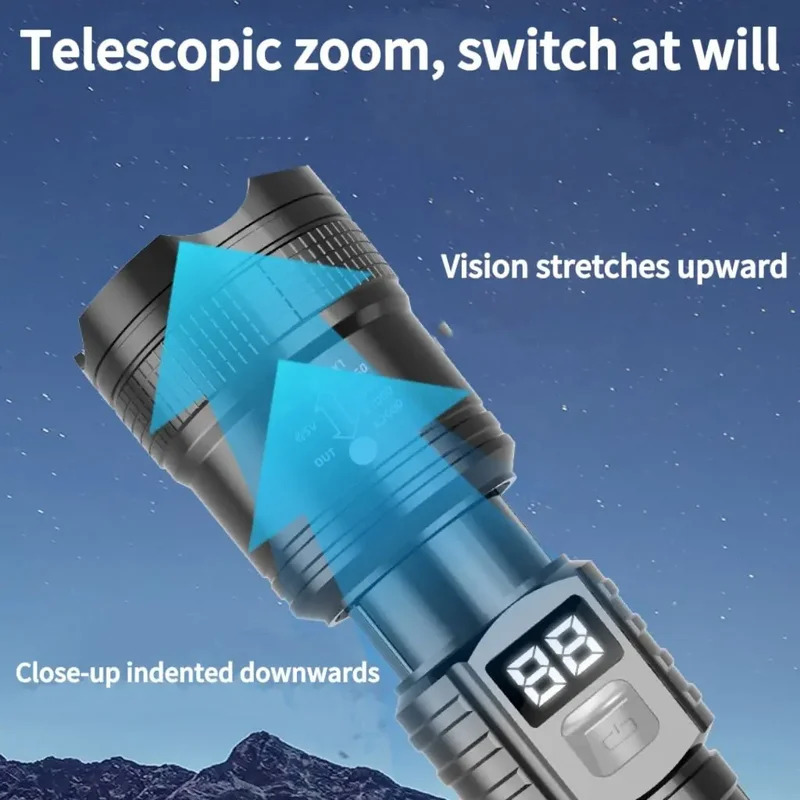 TEMU Lampe Tactique BRIGHT à 3 avec Batterie Lithium Rechargeable et Indicateur de Batterie, Compatible , les Pannes de , le Camping, les Urgences -