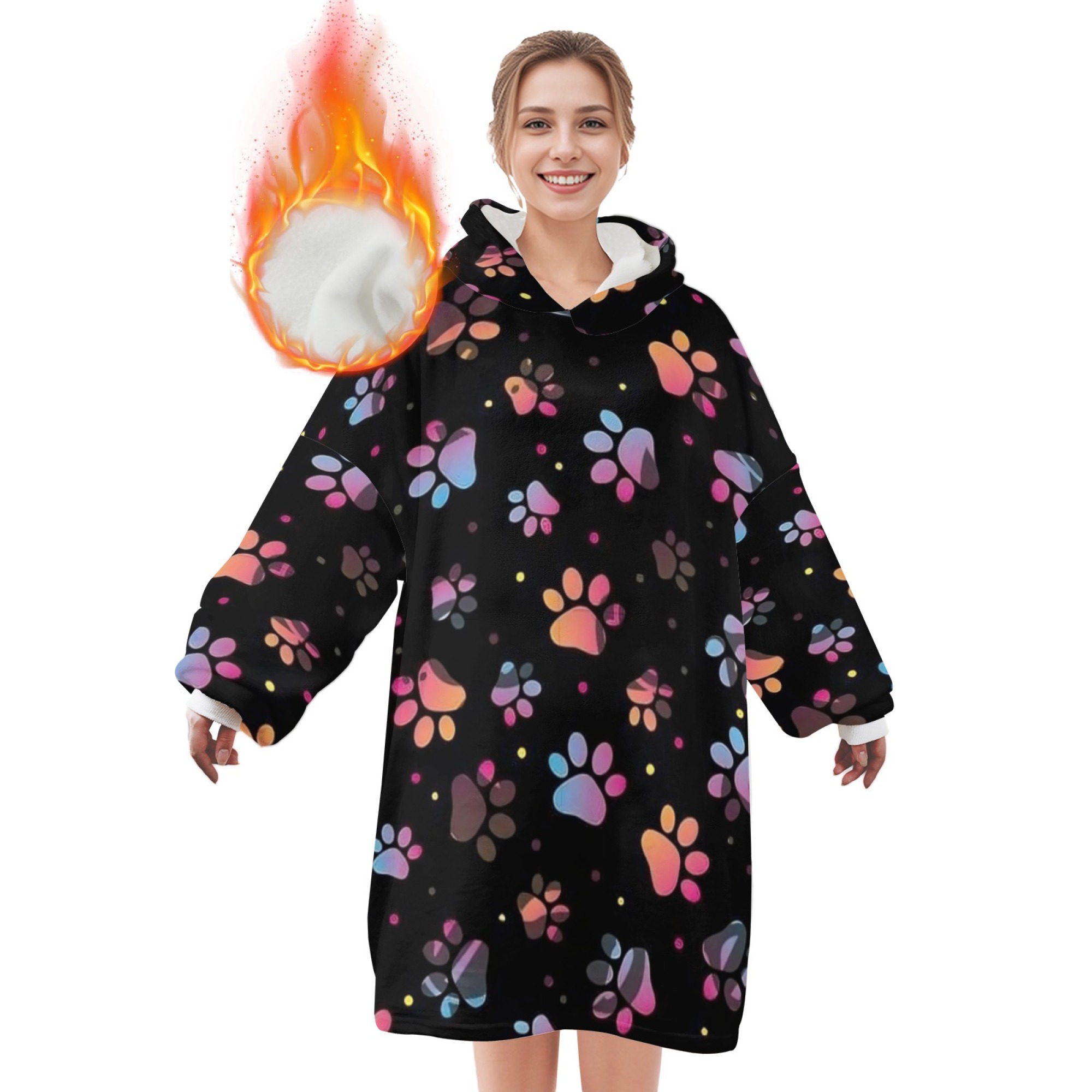 TEMU vestible de franela estampada, 1 pieza, de ajuste holgado, gruesa y , tela y cómoda, pijama tipo sudadera con capucha unisex para estar en casa,