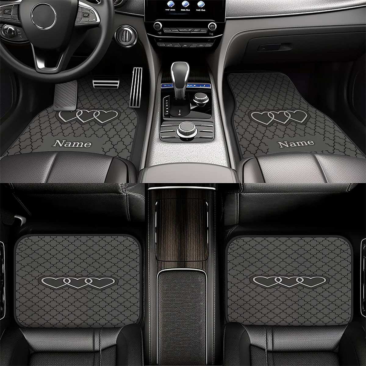TEMU Set Of 4 Customizable Car Floor Mats, Personalized And With A Of . An Ideal Present For New Year's And Valentine's Day. Easy To Clean,
