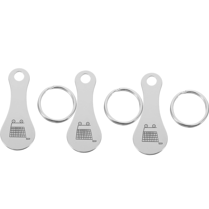 Image of 6pcs Shopping Cart Stainless Steel Keychain Classic Fashion Minimalist Style Suitable For Men And Women Daily Wear.