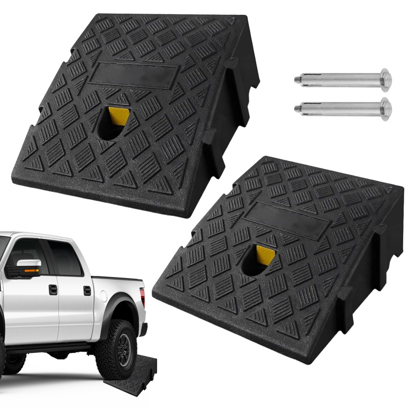 2pcs Plastic Curb Ramp Set - Portable, Flexible & Practical, Suitable For Vehicles & Wheelchairs Of All Kinds