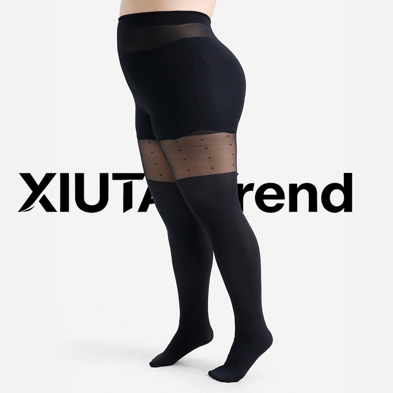 Image of Xiutai Extra Large Size 300 Lbs Over-the-knee Polka Dot Fashionable Sexy Versatile Bodystocking With Gusset, For Daily Wear And Versatile Occasions