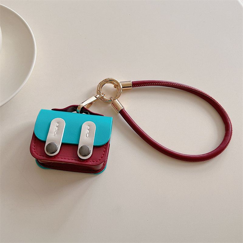 Korean Color-Blocking Backpack Is Suitable for Airpods Pro2/3 Protective Case with Lanyard Suitable for Earphone Shell Second And Third Generation Niche for Airpods 4 Protective Case