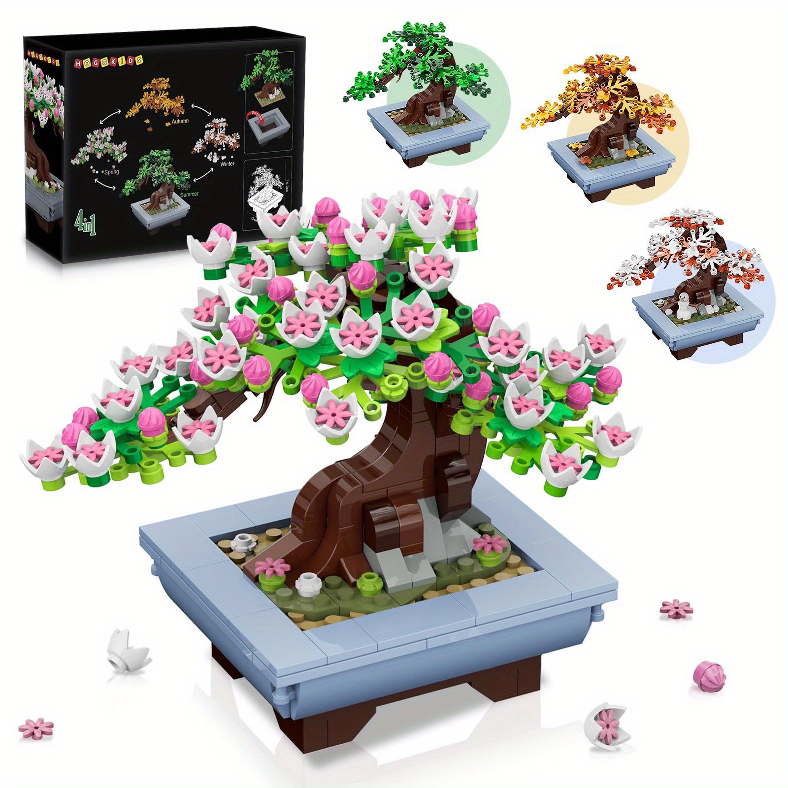 584pcs Cherry Bonsai Building, Diy Tree, Office Decor 6+, Halloween Christmas Birthday