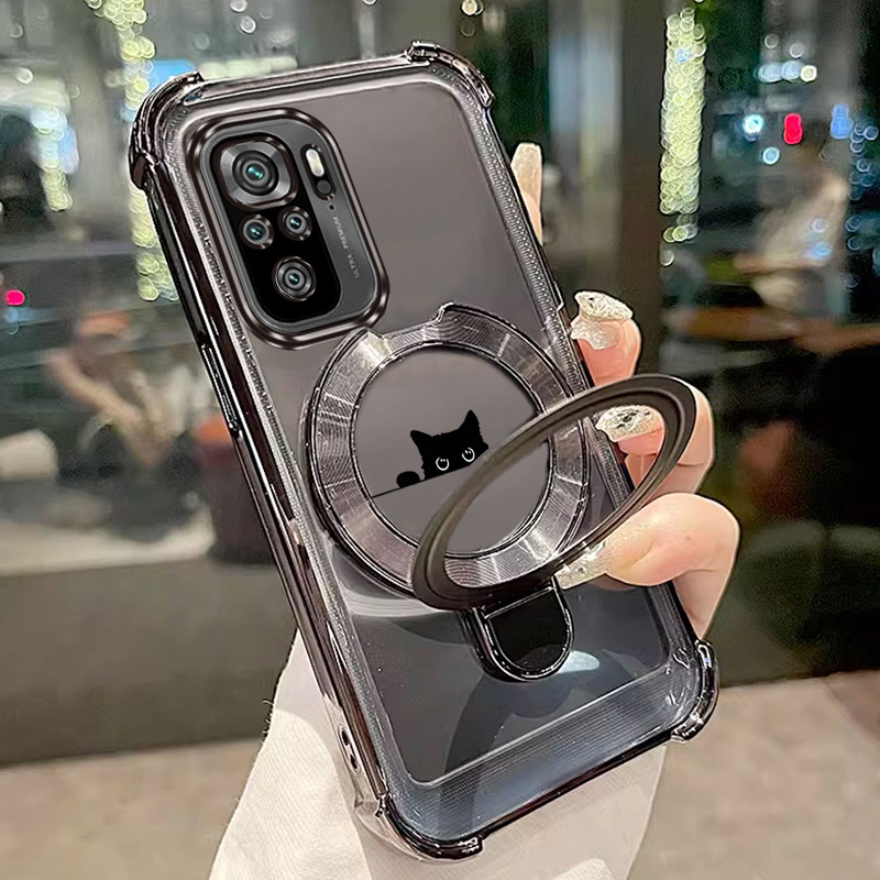 TEMU Funda para teléfono - Adorable funda de gato negro para Xiaomi Redmi Note 10S, con protección a prueba de golpes y anti-golpes, soporte y funda