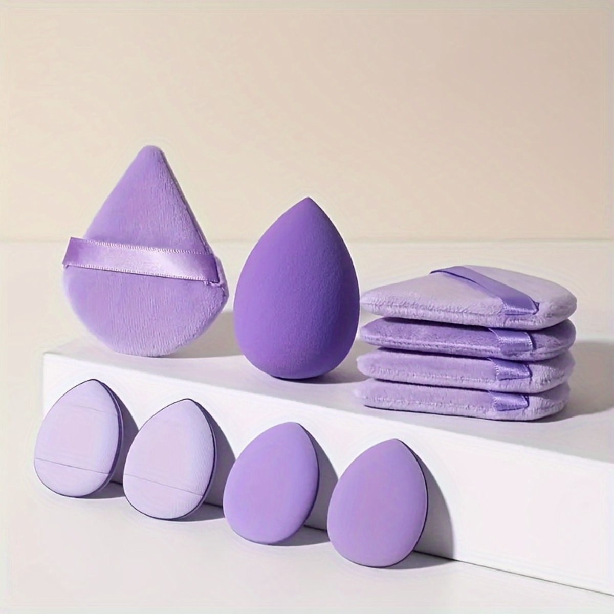 10pcs makeup sponge set     finger powder puff flocking powder puff   suitable for   types dry and wet use reusable makeup mixing tool christmas gift set new year gift set valentines day gift details 0