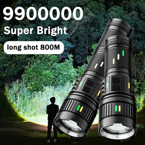 990 000 led flashlight with type c rechargeable 10000mah battery remote spotlight durable aluminum alloy outdoor lighting durable flashlight flashlight rechargeable