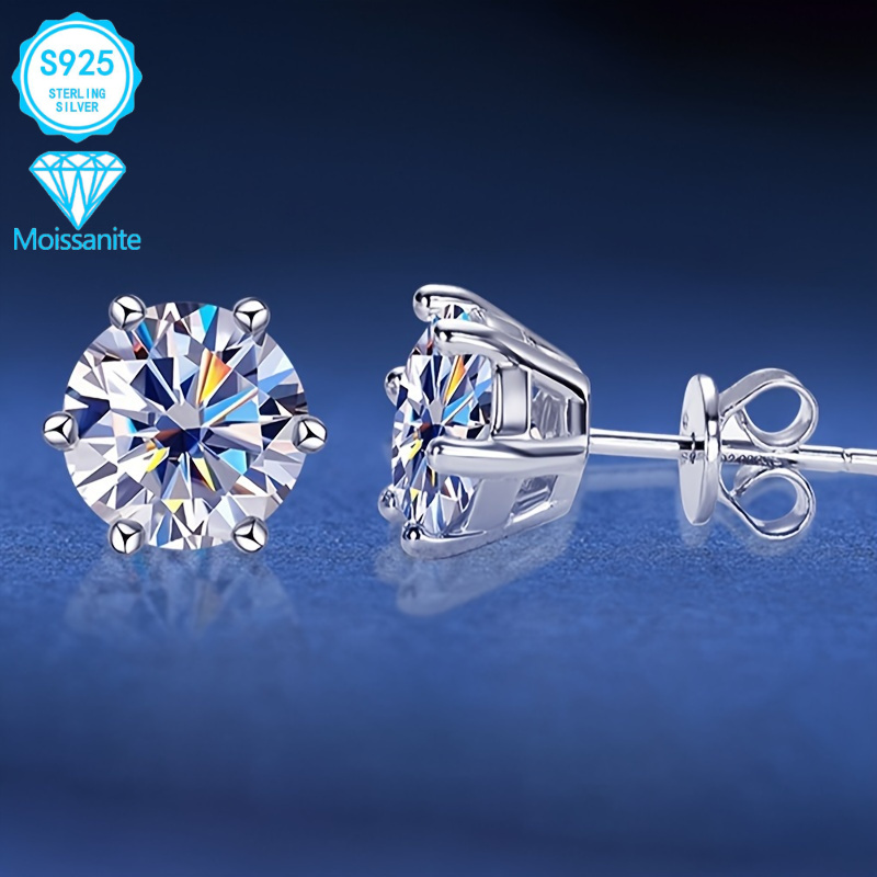   2pcs 925 sterling   womens moissanite earrings 1 carat 2 carat hypoallergenic nickel free vintage style suitable for daily party wear best gift for friends on holidays birthday gift Product details 5