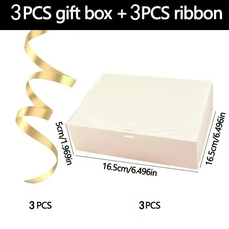 TEMU Regalo /Lui 6 pezzi (3 scatole regalo bianche e 3 nastri) Scatole regalo pieghevoli con fiocchi pre-annodati - Scatole di imballaggio regalo a