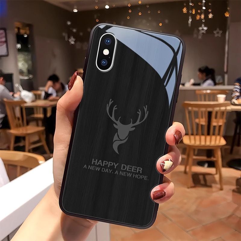 TEMU Phone Case: Wood Grain Elk Design Following Toughened Glass, Suitable For Iphone 7/ 8/ X/ Xr/ Xs/ Xs Max/ 11/ 12/ 13/ 14/ 15/ 16/ Plus/ Pro/ Pro