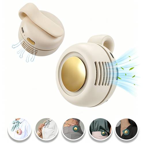 portable mini bladeless fan clip on wearable fan waist mounted fan with rotating function adjustable quiet usb rechargeable silent personal cooling fan suitable for office desk travel camping outdoor activities summer gift