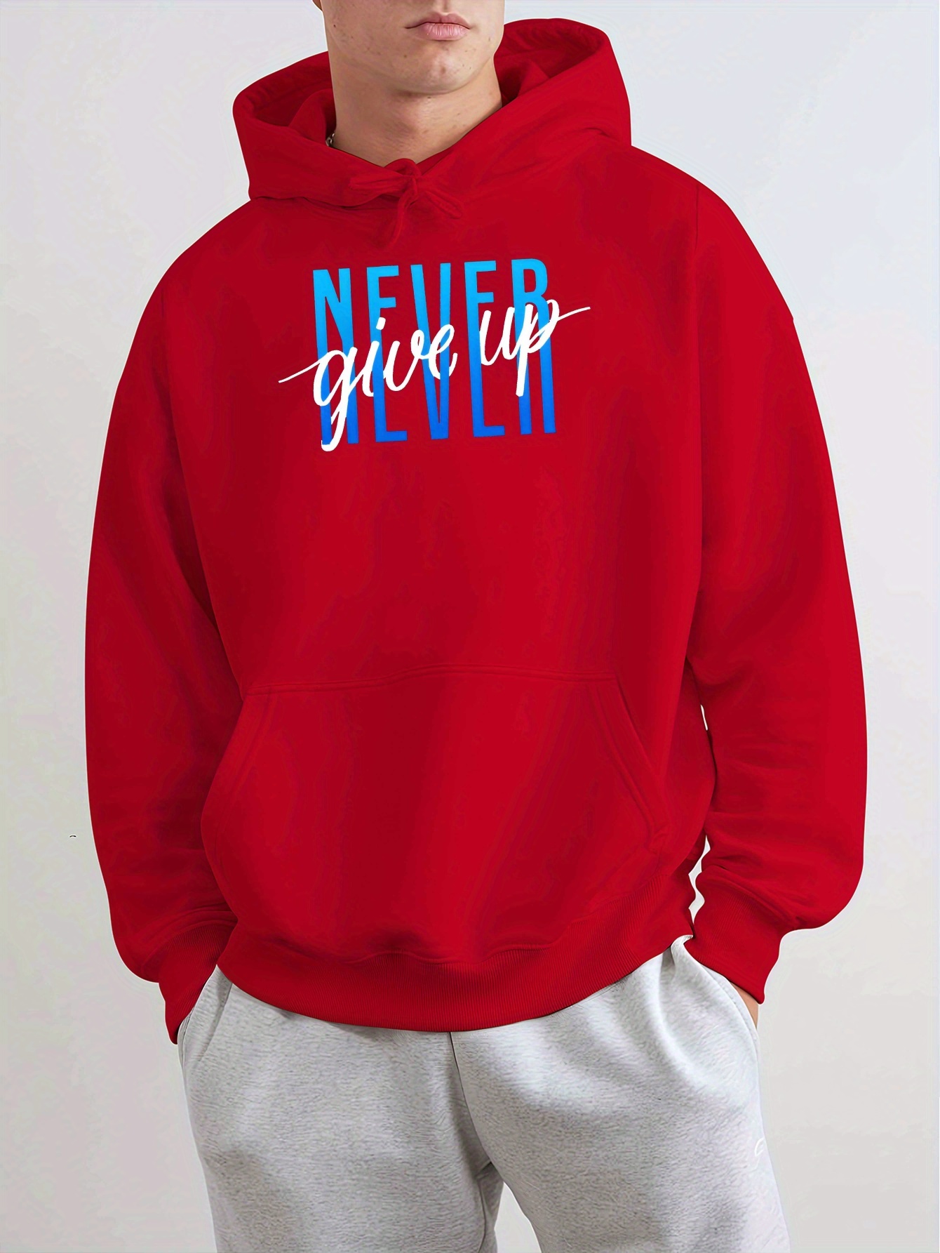 herren hoodie grafik never give up gemütlicher fleece winter