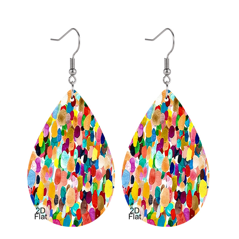 TEMU 1 Par de Pendientes Colgantes con Manchas Vibrantes y Coloridas para Mujer, Pendientes de Ligeros de Cara, Pendientes de Moda Boho y Statement,