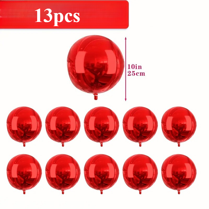 TEMU 13-count 10-inch 4d Round Foil Balloons, Suitable For New Year, Birthday, Wedding, Valentine's Day Indoor Outdoor Decoration Hanging Balloons,