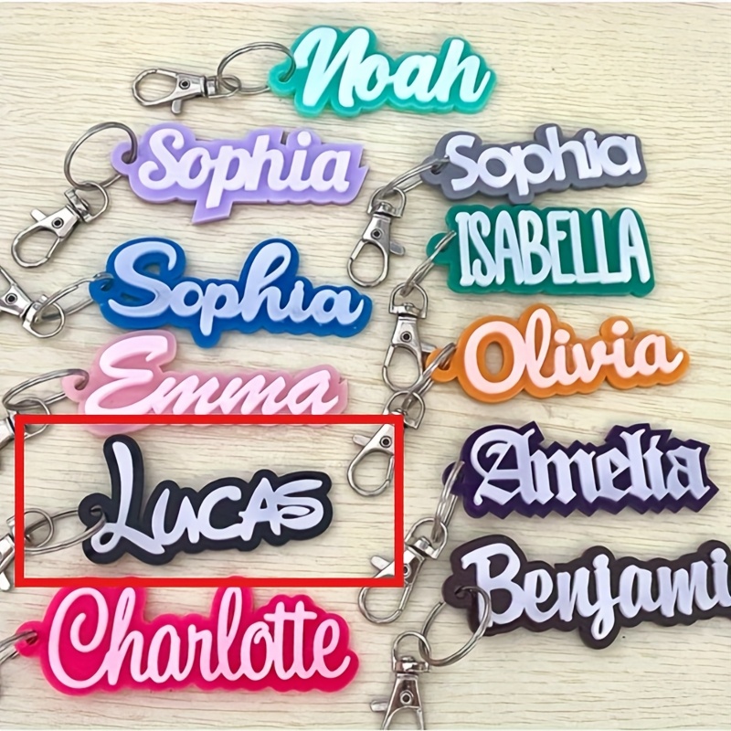 TEMU [2d Flat] [2d Flat] Customized Acrylic Name Keychain, Personalized Letter, Suitable For Bags, Suitcases, Etc., Gifts , Family, Birthdays,