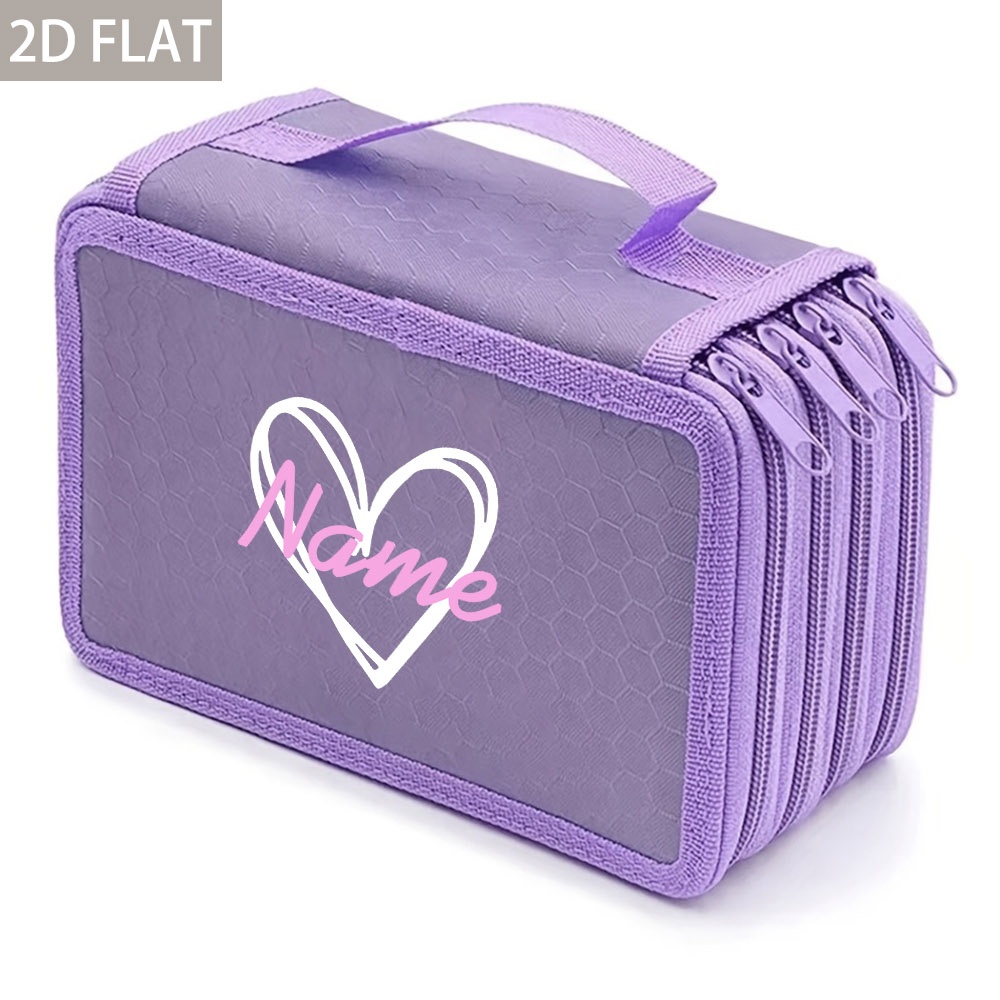 TEMU Personalized Custom Name Photo Text Fabric 72-slot Pencil Case, Multi-zipper Multi-compartment Art Supply Storage Pouch, Large-capacity