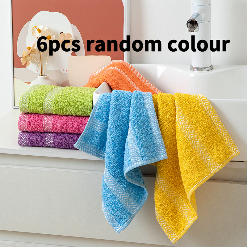 Image of 3pcs/6pcs Solid Colour And Random Colour Ribbon Square Scarves, Hand Towel Simple Multicolour Thickened Cleaning Cloths, Absorbent, Soft And Lint-resistant Square Scarves.hand Towel.face Flannel
