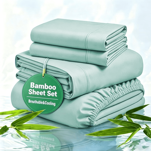 item picture 4pcs bamboo fiber sheet set 2200 sheet set suitable for heat sensitive individuals and breathable 16 18 inch deep pocket sheets suitable for hotels schools dormitories local