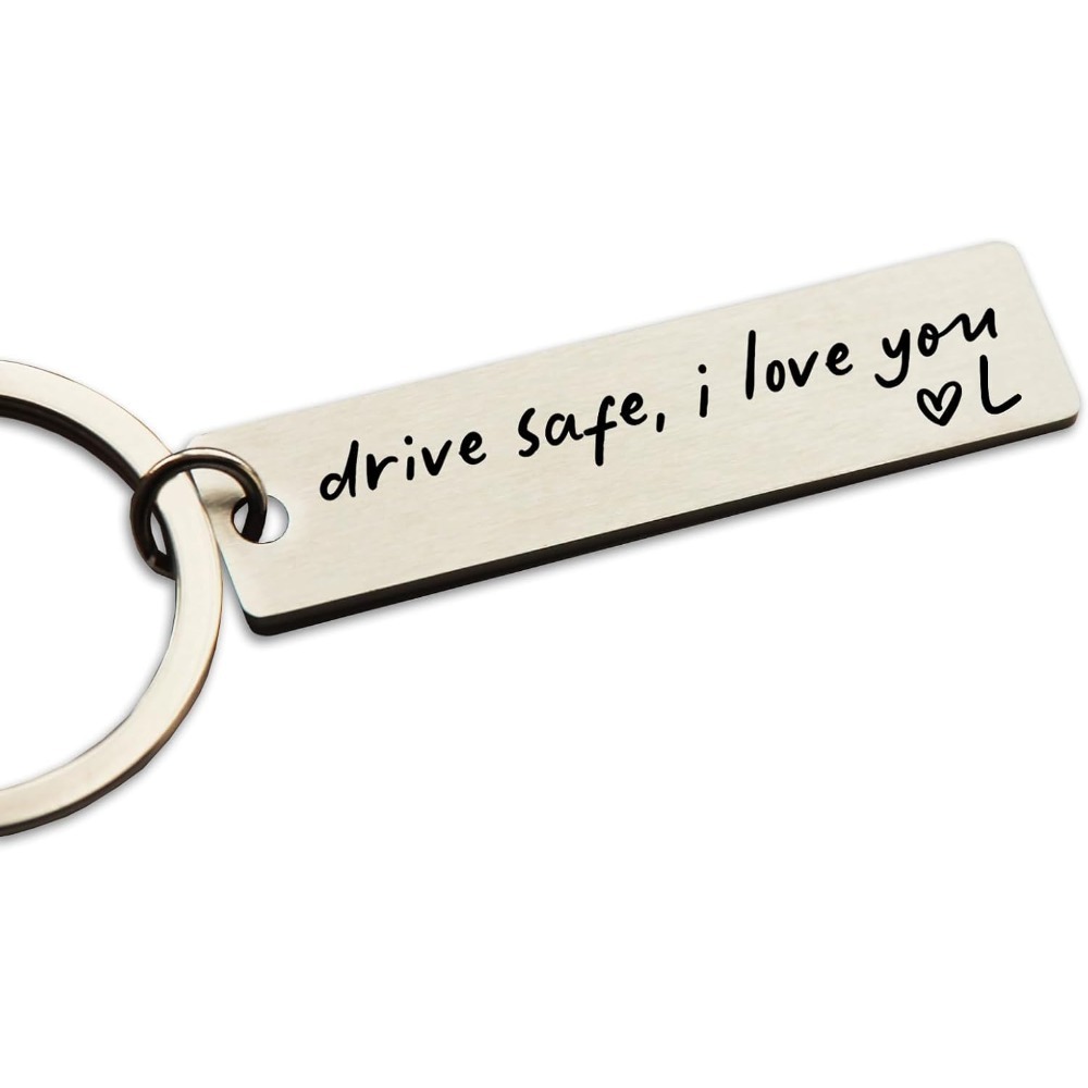 Key Chain Drive Safe I Love You Engraved Initial Personalized Gift For Husband Boyfriend Keychain Gift
