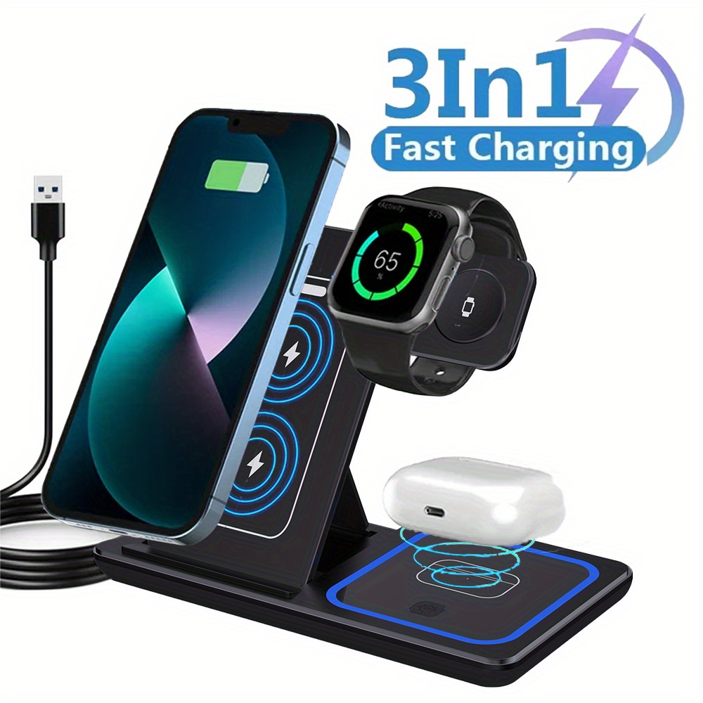 

3-in-1 Led Folding Stand Wireless Charger S24 S23 S22, Apple 16 15 14 , Type-c, 15w Fast Charging, ≤36v Operating Voltage, No Battery Required