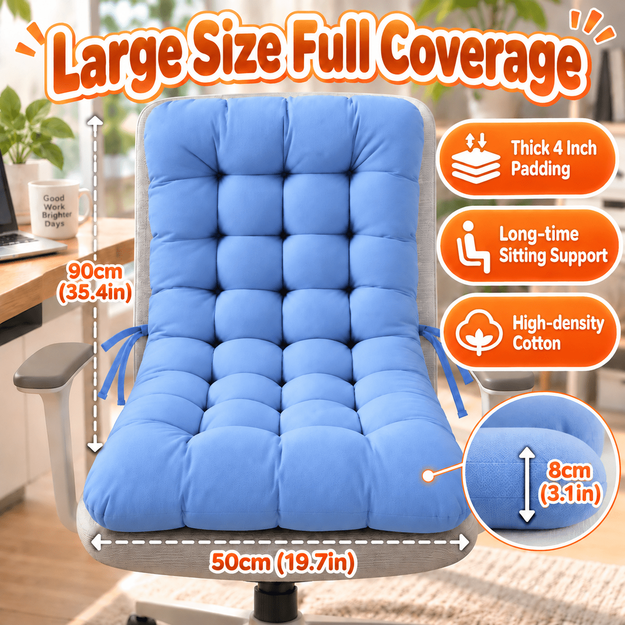 TEMU Tied Adjustable Lazy Floor Cushion, Padded Backrest Office Seat Cushion, From, Padded High Elastic, Soft And Comfortable Office Computer Seat
