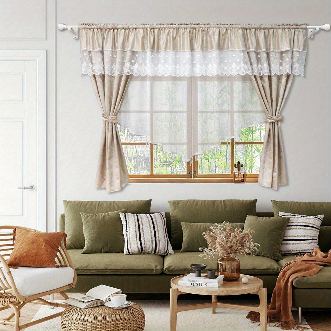 Image of One-piece Draped Curtain, 1 Panel, 157.48"*62.99", Bohemian , Elegant And Flowing, Lightweight And Translucent, Perfect For Living Room, Bedroom, And Valentine's Day Romantic Decor