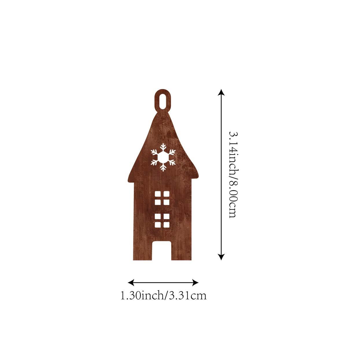 TEMU 1 Stück Vintage Rustikales Eisen--Hängeornament - Rostiges Metallhäuschen mit Dach, Langlebige Dekoration für Innen/Außen für Weihnachtsbäume,