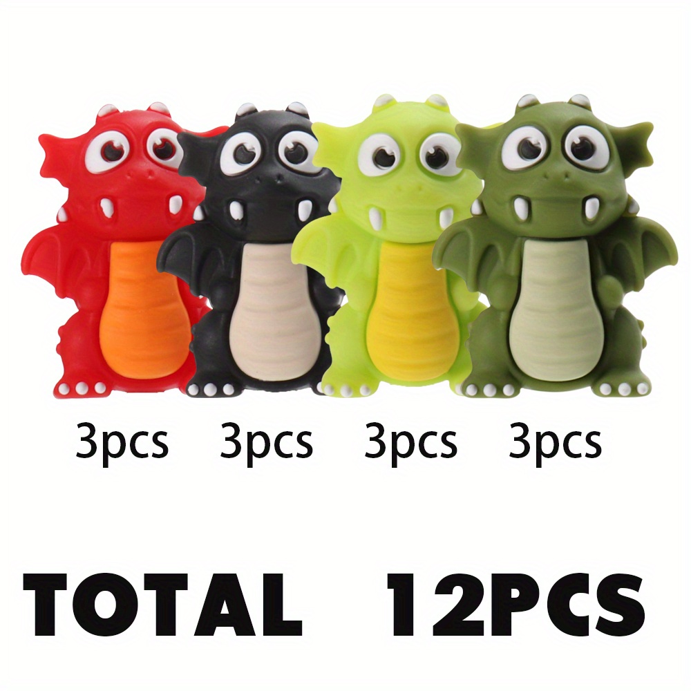 12pcs Silicone Dinosaur Beads - Silicone Beads Charms For Diy Pens, Phone Strapes Crafts & Handmade Gifts