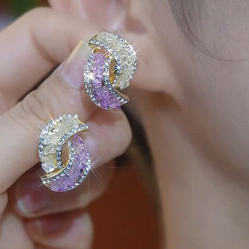 TEMU A Pair Of Beautiful, Elegant And Stylish Purple Synthetic Crystal Earrings For Christmas, New Year, Couples And Valentine's Day, Ear Clips For Families Or Lovers, And Jewelry Gifts.