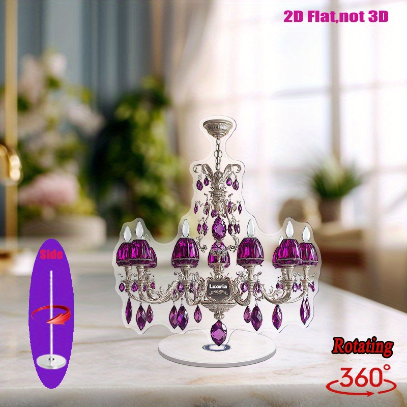 2d flat 1pc acrylic crystal chandelier decorative piece 2d flat rotating with amethyst   elegant event and celebration ornament for   room bedroom no electricity needed festive home decor elegant chandelier design acrylic construction chandeliers for ceiling details 5