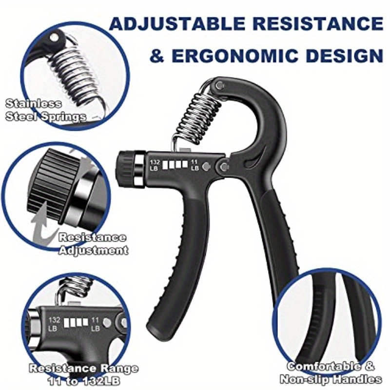   grip strength trainer plastic 2 pack 11132 lbs forearm strengthener hand squeezer adjustable   hand grip strengthener for muscle building and   recovery, hand grip strengthener plus size, grip strength trainer, hand grip strengthener cordless, forearm workout, hand exercise, ergonomic grip,  , sturdy material,   trainer,   tool, fitness equipment, athletes, fitness enthusiasts Product details 4