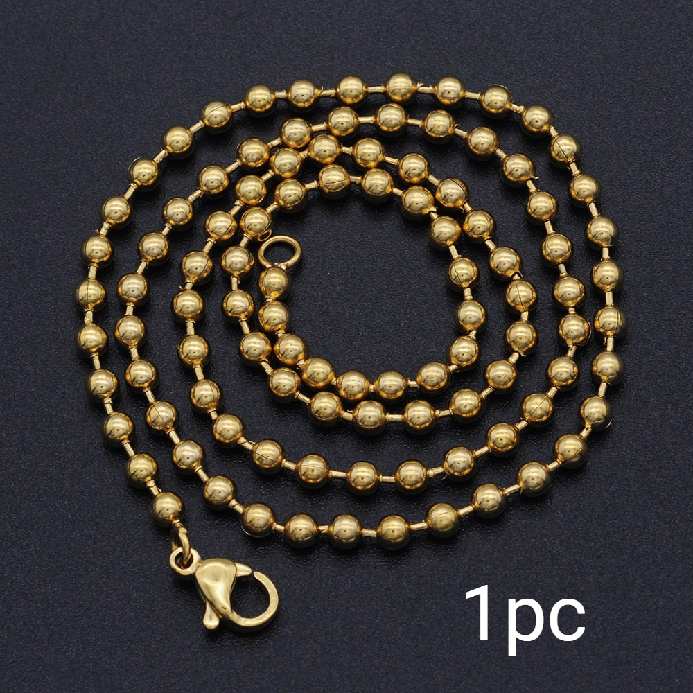 TEMU 1 pieza Collar unisex de cadena de bolas de acero inoxidable 304, con cierres de pinza de langosta, dorado, 21.4 pulgadas (54.5 cm), para hacer