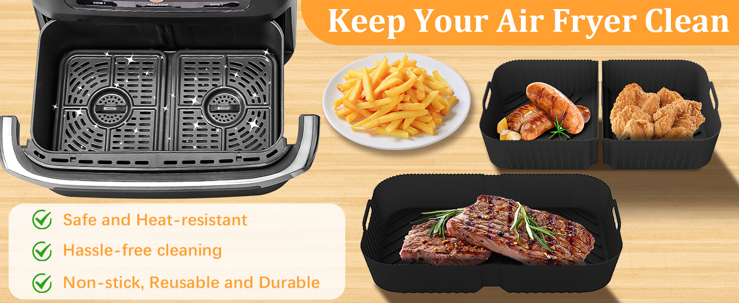 Airfryer Accessories for Ninja Foodi Flexdrawer AF500EU 10.4L, 1 x 10.4L and 2 x 5.2L Silicone Mould for Ninja Hot Air Fryer af500de Accessories, Other Accessories Included