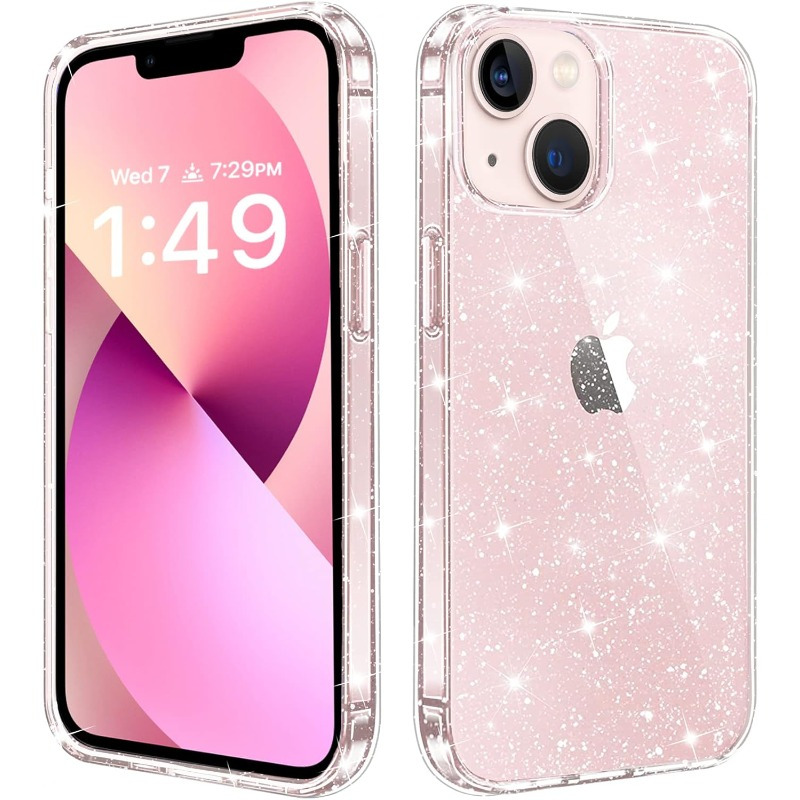 

High-end For Iphone 16promax 15plus14pro12 13 11 Case, Clear Glitter Soft Tpu Shockproof Protective Bumper Cover, Cute Ultra-thin Women Girls Case For Iphone 13pro