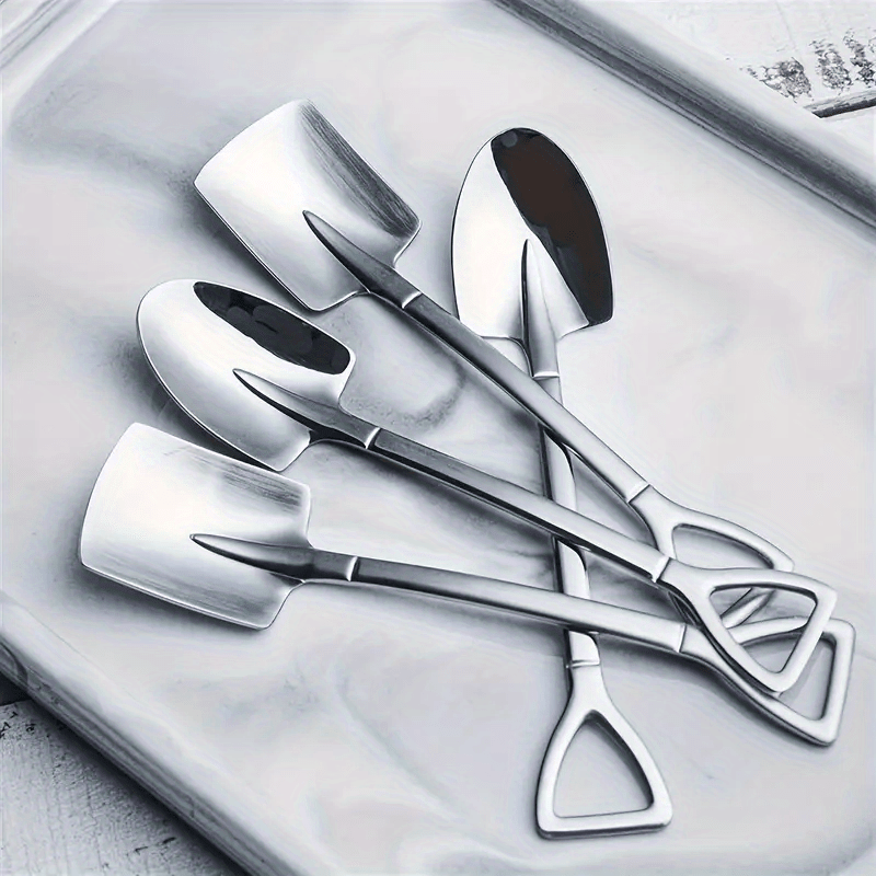 4pcs stainless steel spoon set   food grade ice cream dessert scoops for outdoor camping and kitchen use ice cream accessories details 2