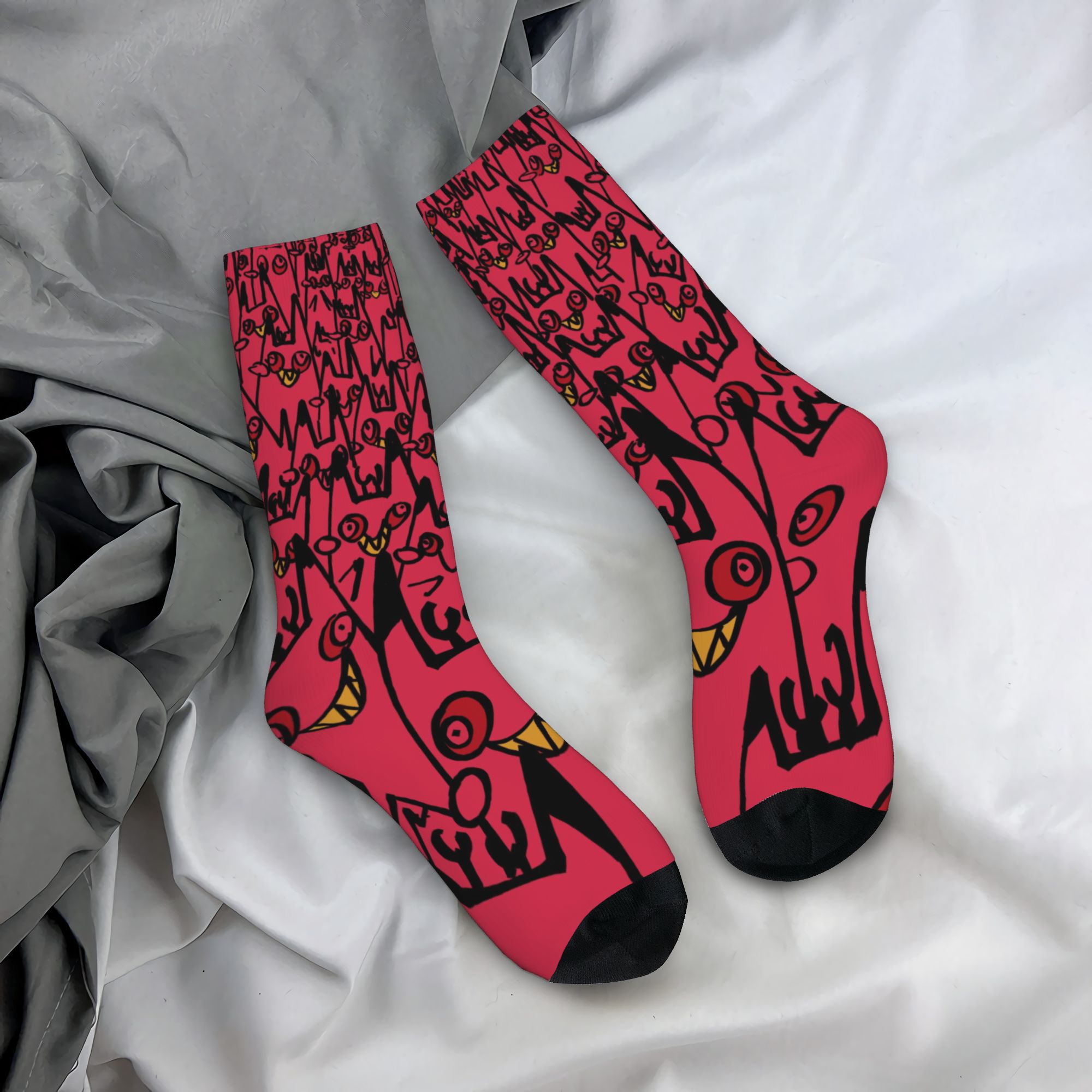 TEMU 1 Pair Funny Crazy Sock For Men Creative 2026 Hip Hop Harajuku Happy Quality Pattern Printed Compression Sock Novelty Gift