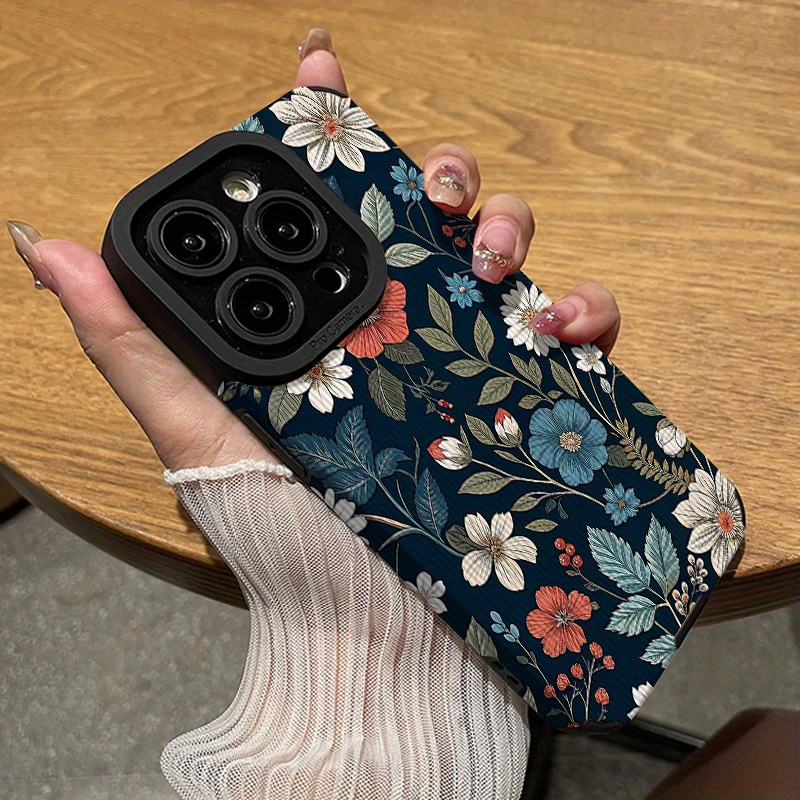 TEMU Dark Retro Floral Pattern Phone Case For Iphone 16/16pro/16promax/15/15plus/15pro/15promax, 14/14plus/14pro/14promax, 13/13pro/13promax,