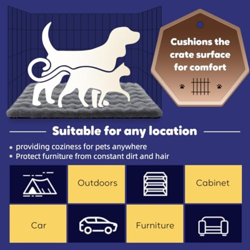 luxurious plush dog crate pad for medium dogs 30 x19 anti slip machine washable kennel mat chew resistant warm puppy cushion for crate training   use   pads dogcomfort bed Product details 4