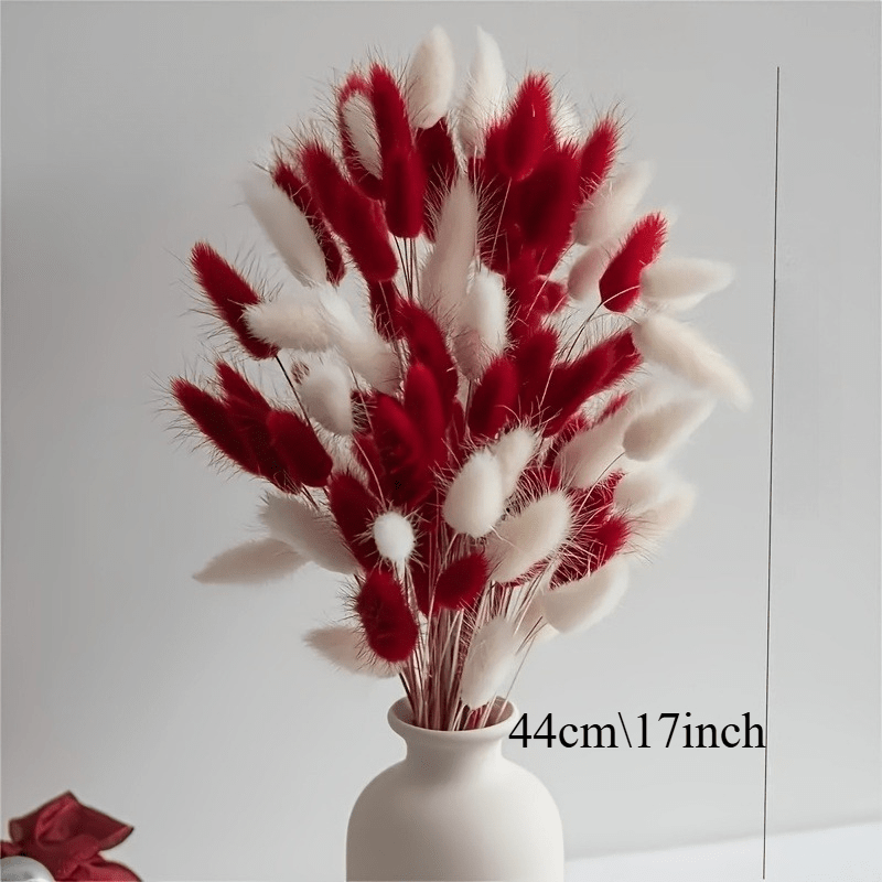 58 Piezas de Ramo de Hierba de Pampas Artificial - Hierba Rattail Roja y Blanca, para Navidad, Halloween, Pascua, Acción de Gracias, Bodas, Fiestas, Decoración del Hogar y Cocina